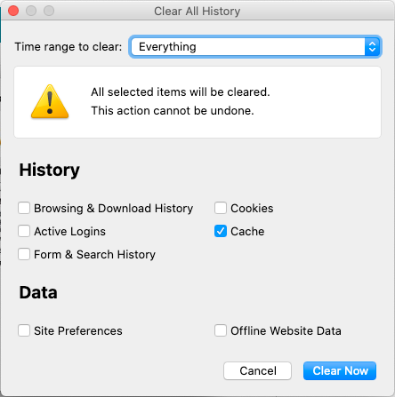 firefox for mac delete cache